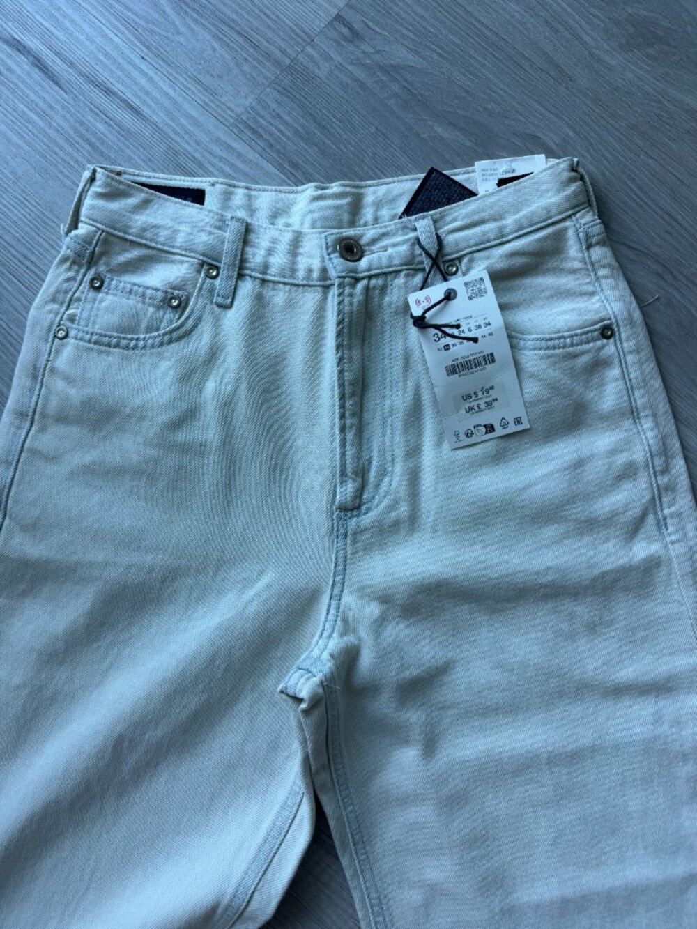 Zara ZW Baggy Cuffed Jeans NWT — Pale Sky Blue, Size 2 (EU 34) - Picture 7 of 14